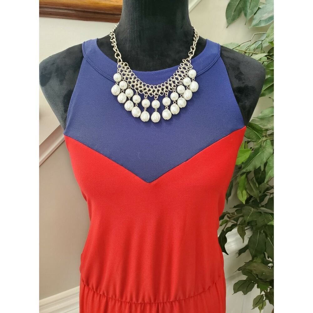 Rouge Women's Multicolor Polyester Round Neck Sleeveless Long Maxi Dress Size 2X - Picture 2 of 12